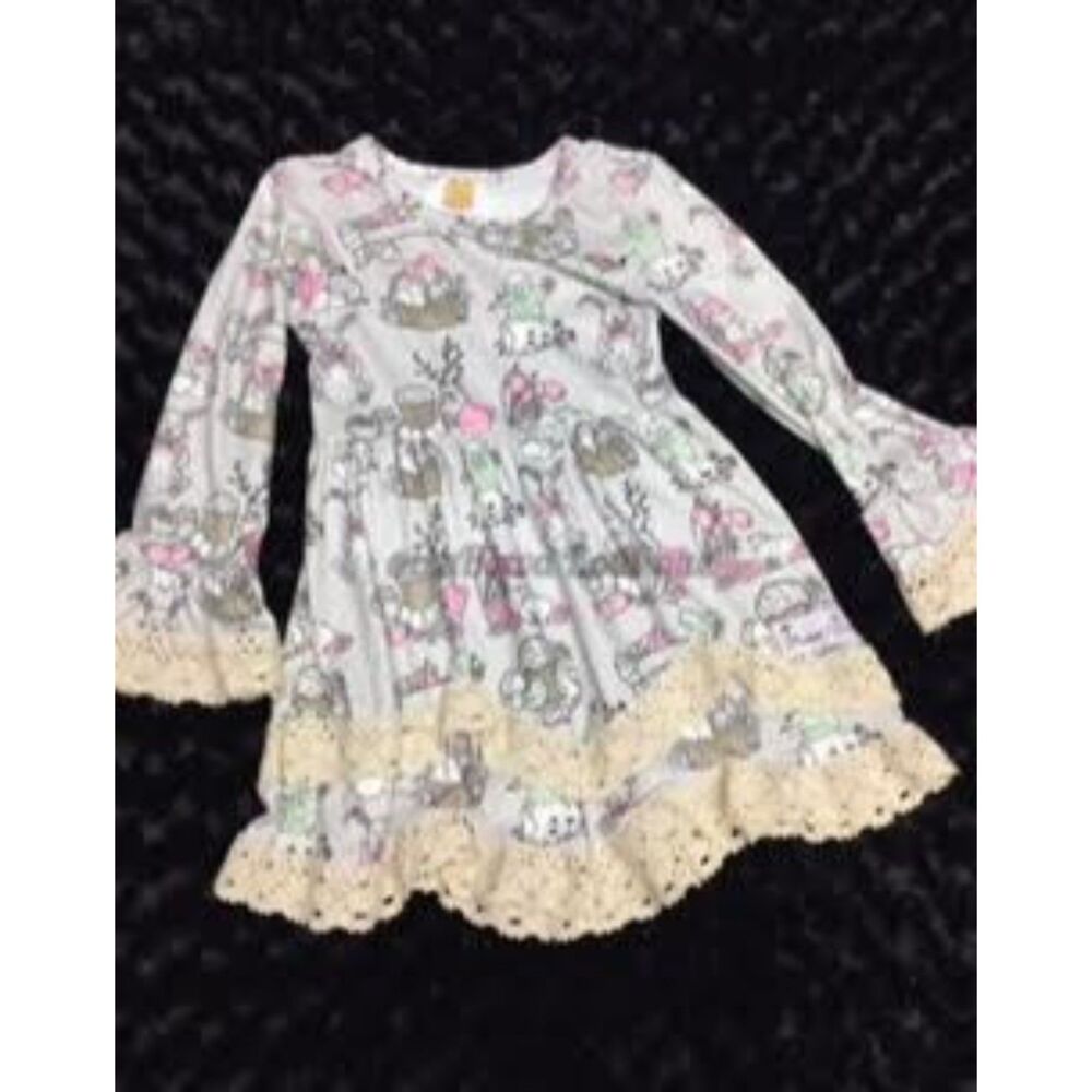 Bunny Print Boho Dress   4163  3T  (I) NWT Boutique